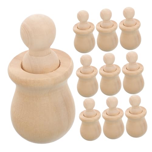 STOBOK 10Er Set Graffiti Holzfiguren Leere Stiftpuppen Engelspuppen Naturpuppenkörper Nistpuppen Leere Familienfiguren Unvollendete Stiftpuppen Bastelstiftpuppen Kinderspielzeug von STOBOK