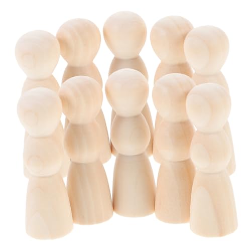 STOBOK 10St Puppenornamente Puppenkörper Miniaturfigur unbemalte Peg-Puppen Basteln Sie leere Familienfiguren holzfiguren DIY unfertige Puppen aus Holz unvollendete Peg-Leute hölzern von STOBOK