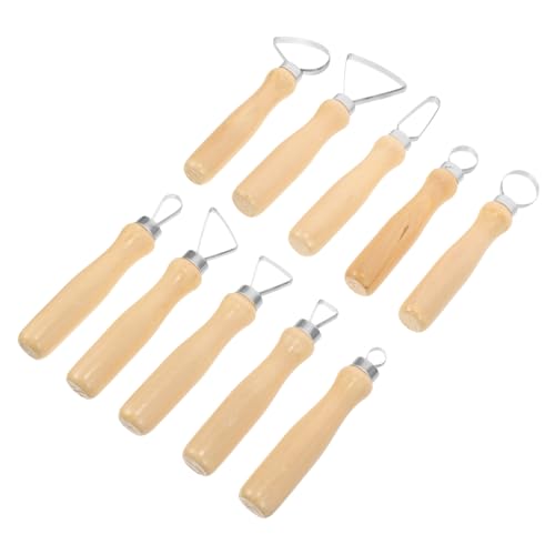 STOBOK 10St Tonwerkzeug mit Holzgriff clay tools Töpfermesser Werkzeug aus Ton Modelliermasse Mini-Töpferscheibe Töpferwerkzeug Töpferton Formmasse zum Bildhauen Töpfer-Schnitzset hölzern von STOBOK