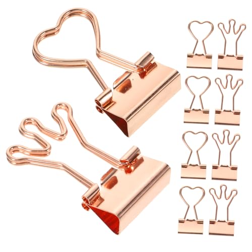 STOBOK 10St büroartikel bürobedarf dekoklammern Dekorative Clips Papierklammern Bürodekoration Kabelclips selbstklebend Jumbo Zinke kleine Dateiclips Binder Büroklammern Metall Rose Gold von STOBOK