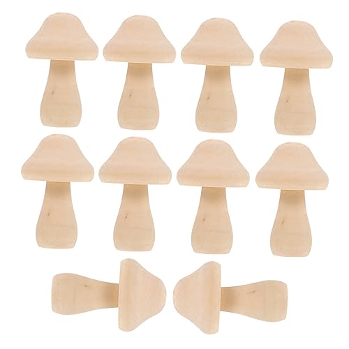 STOBOK 10St hölzerner Pilz individuation slico uniclue Basteln unimate decor kleiner Pilz Graffiti-Pilze Mini-Pilz-Modelle leere Pilze Graffiti-Spielzeug Pilz malen selber machen Holz von STOBOK