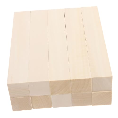 STOBOK 10st Aus Lindenholz Geschnitzte Holzblöcke Bastelstöcke Aus Holz Holzblock Basteldübel Holzklötze Holzblöcke Schnitzen Babyblöcke Aus Holz Schnitzblöcke Aus Lindenholz Beige von STOBOK