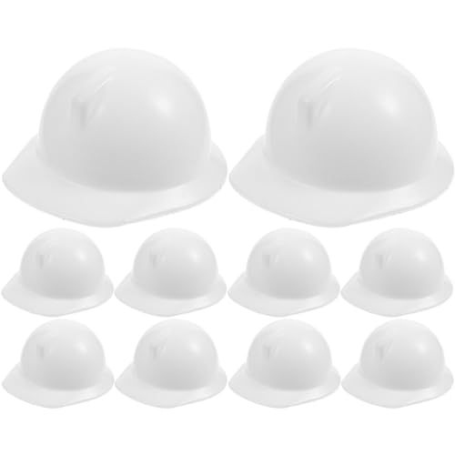 STOBOK 10st Mini-puppenhelm Helme Für Hunde Puppenschutzhelm Bau-kuchenaufsatz Mini-sombrero-hüte Puppenmütze Kuchendekorationen Puppenhut- Kleiner Helm Haustier Zubehör Weiß Abs von STOBOK