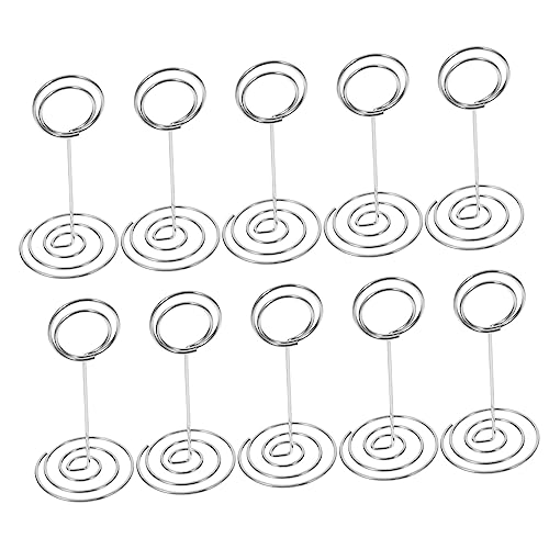 STOBOK 10st Peacock Round Sitz Clip Tischbildhalter Tischbild Steht Tisch-fotoclip Tischfotohalter Platte Karteninhaber Anzeige Tischschildständer Stand Bildclips Silver Kohlenstoffstahl von STOBOK