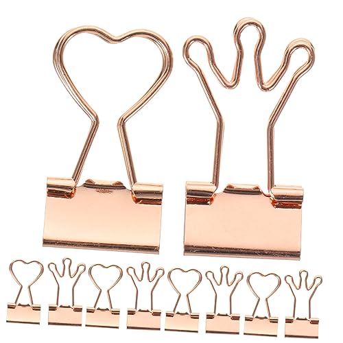 STOBOK 10st Schreibwaren Büroklammern Kabel Mini-bindeklammern Led-clips Heftklammern Klein Kabine Paket Bindeklammern in Verschiedenen Größen Bindemittel Leibung Abs Rose Gold Metall von STOBOK