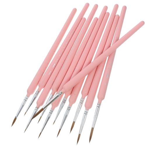 STOBOK 11 Stücke Zeichenstift acrylbilder zeichnen für anfänger brush pens set stylingbürsten Halter Bausatz machen Farbe für Miniaturmalerei Feine Pinsel für die Acrylmalerei Eisen Rosa von STOBOK