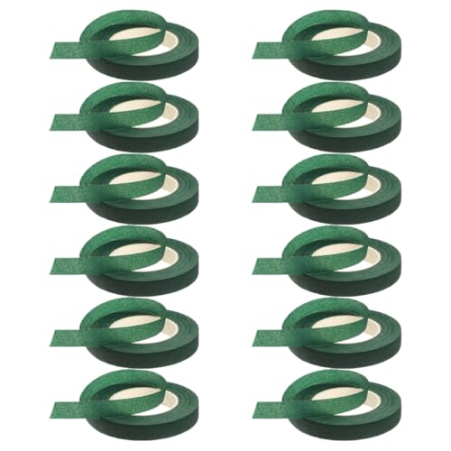 STOBOK 12 Rollen Bouquet-stangen-packband Künstliche Blumen Geschenkpapier Blumenstrauß Liefert Klebeband Für Blumensträuße Strauß Band Blumenzubehör Dark Green Krepp-papier von STOBOK