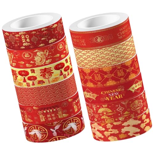 STOBOK 12 Rollen Jahr des Drachen Washi Tape chinese new year papierklebeband geschenksband Washi-Tapes Etiketten Papierbanddruck breit Mehrzweck-Washi-Tape bedruckte Klebebänder Colorful von STOBOK