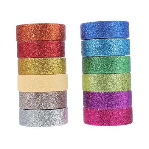 STOBOK 12 Rollen Washi-Tape washi tape breit the washi tape party dekoration glitters Dekorationen Whiteboard-Klebeband papierklebeband selber machen Handkontenbänder Japanisches Papier von STOBOK