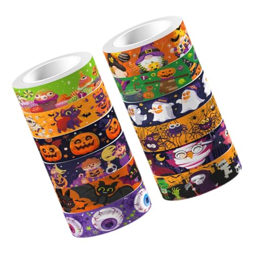 STOBOK 12 Rollen halloween washi tape multifunktionales klebeband Halloween-DIY-Klebeband Vielseitiges Tape dekoratives Washi-Tape Scrapbook-DIY-Klebebänder Japanisches Papier Colorful von STOBOK