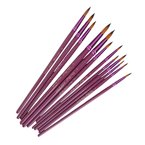 STOBOK 12 STK Rundbürste Mit Spitze Malpinsel-Set. Pinsel Für Ölgemälde Haarbürste Aus Nylon Violett von STOBOK