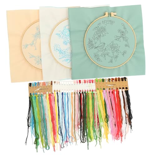 STOBOK 12 Sätze Blumen-und Vogels Tickerei Stickset Für Anfänger Stickpackung Für Kinder Anfänger-kit Kreuzstichpackungen Für Kinder Diy-stickset Stickmaterial-set Stickrahmen Polyester von STOBOK