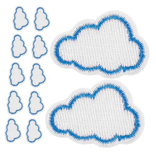 STOBOK 12 Stück Gestickte Stoff aufkleber jacken aufnäher Kleidungsstücke dekoration stickerei Cloud-Patch Kleidungsflicken Flicken für Kleidung Stickflicken aufbügeln Stickgarn Blue von STOBOK