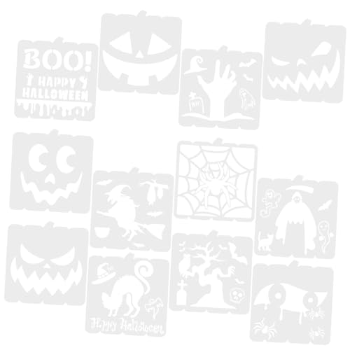 STOBOK 12 Stück Halloween Zeichenvorlage Schablone Halloween Schablonen Zum Bemalen Halloween Malschablonen Dekoration Das Haustier Weiß von STOBOK