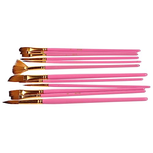 STOBOK 12-Teiliges Set Kunstpinsel Zobel Silberne Bürste Profi Reiniger Airbrush Beginner schulanfänger Pinsel für Anfänger Watercolor Pen Studenten malen Pinsel Zeichnung hölzern Rosa von STOBOK