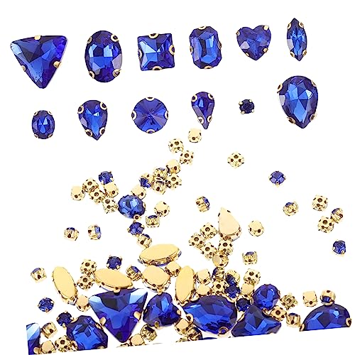 STOBOK 130St Kleidungsmaterialien bastelmaterial bastel materialien Schuhverzierungen Kette mit Quaste goldene Strasssteine Diese multi Klauen-Strass-Dekore Strasssteine ​​nähen Glas Blue von STOBOK