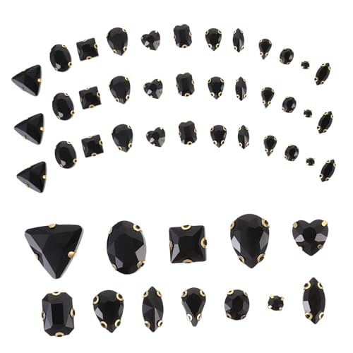 STOBOK 130St Materialien zum Selbermachen schmucksteine gems bastelzeug craft Strasssteine ​​zum Basteln trimmen multi kleider bastelset Accessoires annähen Kleidung Strass Glas Black von STOBOK