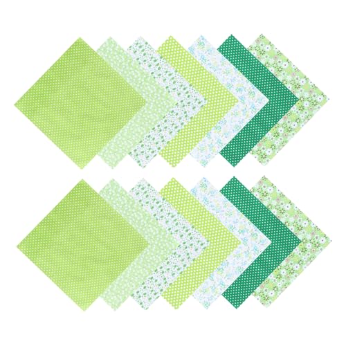 STOBOK 14st DIY-Stoff Baumwollstoff Selber Machen Polsterstoff Bastelstoff Fat Quarters Stoffbündel Filzstoff Fleecestoff Patchwork-Tuch Filzpapier Gesteppter Stoff Green Baumwolle von STOBOK