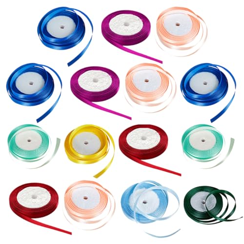 STOBOK 15 Rollen Schleife Bastelband Machen Band Für Geschenkband Zum Verpacken Von Geschenken Weihnachtsband Band Für Bogenbau Kranz Bastelband Satinband Umwickeln Polyester von STOBOK