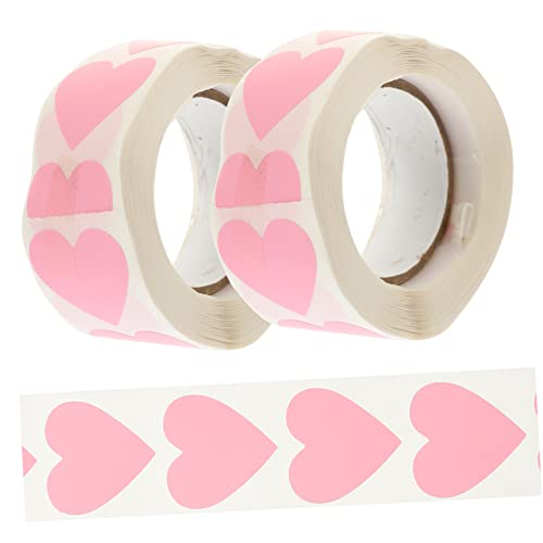 STOBOK 2 Rollen Liebe Aufkleber Gel Etikett Herz Karte Bausatz hochzeitssticker wedding sticker Gummierte Papieraufkleber abdichtende Aufkleber Geschenkverpackungsaufkleber Klebeband Rosa von STOBOK