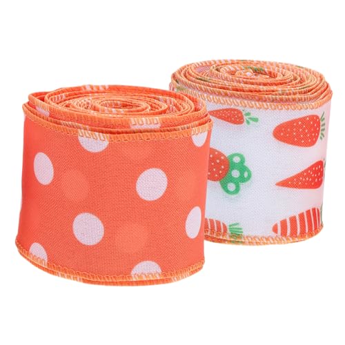 STOBOK 2 Rollen Osterband geschenkverpackung Osterfest Dekoration Geschenkband zu Ostern Bastelbänder zu Ostern fröhliche osterbänder Mesh-Stoffband Polyester von STOBOK