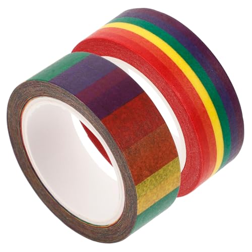 STOBOK 2 Rollen Regenbogenband Foto Altes Washi-tape Trans-tape Weißes Washi-tape Farbiges Band Etikett Fluoreszierendes Klebeband Klebebandabroller Für Den Schreibtisch Farbband Papier von STOBOK