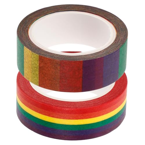 STOBOK 2 Rollen Regenbogenband Wiederverwendbares Klebeband Dekoratives Klebeband Dekorationsband Farbiges Washi Tape Aufkleber Sammelalbum Dekor Planerband Regenbogen von STOBOK