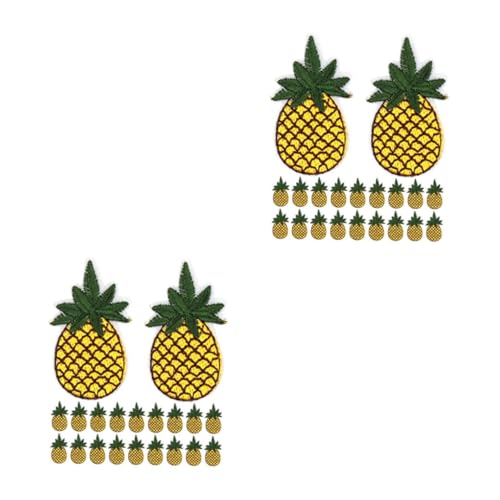 STOBOK 2 Sätze Ananas -stickerei Patches Für Rucksäcke Hosen Dekorative Patches Tasche Bestickter Aufnäher Stoffflicken Für Kleidung Tropische Applikationen Stickgarn 20 Stück * 2 von STOBOK