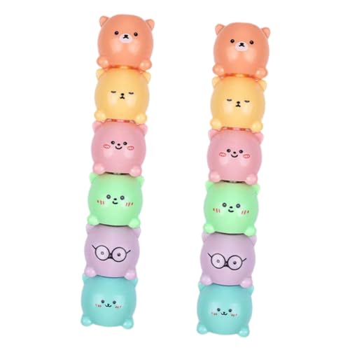 STOBOK 2 Sätze Bear Textmarker schreibkladde kinder stifte markers Marker Stift Wasserfarben Highlighter wachspen Tragbarer Scrapbook-Marker Stapelbare Mini-Textmarker Plastik von STOBOK