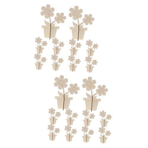 STOBOK 2 Sätze Blumenbemalte Holzspäne Bastelmaterial Holzdekor Blumenbastelei Diy Holzblumen Holzornament Unfertige Holzblume Holzblumenverzierung Holz Hölzern Beige 10 Stück * 2 von STOBOK