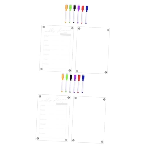 STOBOK 2 Sätze Dreidimensionales Magnetisches Acryl Wochenplan Notizbrett Löschbar DIY Magnet Kühlschrankmagnet Magnettafel Kühlschrank Erinnerungstafel Stift Notizblock Zubehör von STOBOK