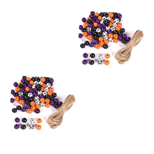 STOBOK 2 Sätze Halloween-Holzperlen Paar Hausschuhe Halloween-Partygeschenke Kreis halloween theme beads for bracelets schmuck runde Holzperlen handwerkliche Herstellung von Holzperlen von STOBOK