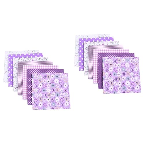 STOBOK 2 Sätze Handgefertigtes Baumwolltuch Bettwäsche Kinderkleider Vorhänge Mit Baumwollstoffe Selber Machen Fat Quarters Stoffbündel Baumwollkleidung Twill-stoff Violett 14 Stück * 2 von STOBOK