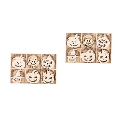 STOBOK 2 Sätze Hangtag Aus Holz Halloween-aufkleber Tür Geführte Kerze Halloween Dekoration Halloween-dekoration Halloween-anhänger Aus Holz Halloween-hängeetiketten Hanfseil 60 Stück * 2 von STOBOK