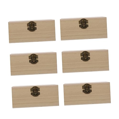 STOBOK 2 Sätze Holzkiste Mit Schloss Dekor Retro-verpackungsboxen Desktop- Schubladen-schmuck-organizer Aufbewahrungsbehälter Für Schubladen Halter Hölzern 6 Stück * 2 von STOBOK