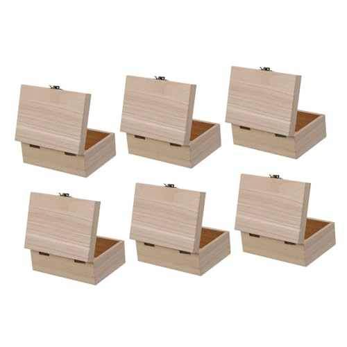 STOBOK 2 Sätze Holzkiste Mit Schloss Retro-verpackungsboxen Ringspeicher-organizer Desktop- Unvollendete Schatztruhe Halter Schreibtischaufsatz Hölzern 6 Stück * 2 von STOBOK