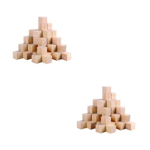 STOBOK 2 Sätze Holzwürfel Building Blocks for Bausteine Für Holzdekoration Kinderbausteine Stapelspielzeug Fliesen Rätsel Holzblöcke Unfertiges Bastelholz Hölzern 50 Stück * 2 von STOBOK