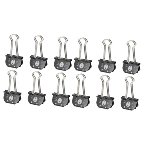 STOBOK 2 Sätze Sardellen Heftklammern Groß Papier Speicherklammern Clips Bürotisch Zubehör Mehrzweckhalter Ordnerklammern Für Das Büro Halter Für Büroklammern Metall Black 20 Stück * 2 von STOBOK