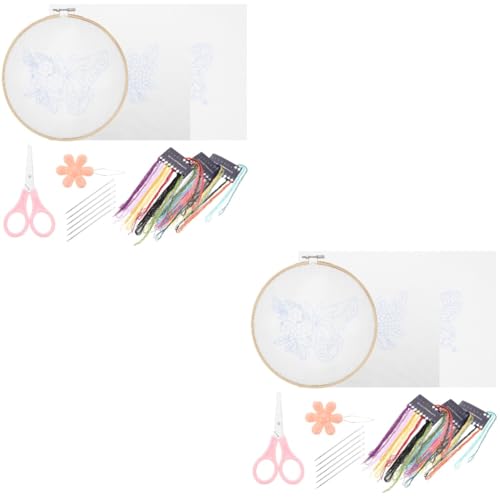 STOBOK 2 Sätze Schmetterling Kreuzstich Stickset für Anfänger Stickerei-DIY-Kit Kit für den Anfang Nähset embroidery kit stickgarn set werkzeug Stickerei-Kits Kreuzstichmaterial Polyester von STOBOK