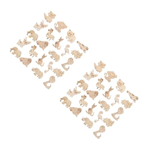 STOBOK 2 Sätze Tierische Holzspäne Holzdekor Holzplatten Holzverzierungen Holzausschnitte Basteln Holzhandwerk Graffiti-chip Unfertige Holzspäne Tierische Holzscheiben Beige 50 Stück * 2 von STOBOK