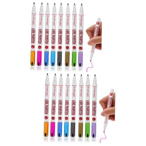 STOBOK 2 Sätze Zweizeiliger Umrissstift Punkt Hervorhebungsstift Einziehbar Flipchart-stifte Whiteboard-marker Goldener Stift Malmarker Umrissmarkierungen Aufkleber Plastik 8 Stück * 2 von STOBOK