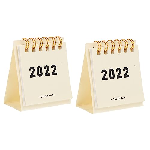 STOBOK 2 Stück 2022 2022 Mini-tischkalender Mini-kalender Tischkalender 2022 Mini-notizblöcke 2022 Planer Jahreskalender Drahtgebundener Kalender 2022 Taschenkalender Weiß Papier von STOBOK