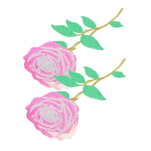 STOBOK 2 Stück Stickerei-rosen Sticken Gestickte Aufnäher Stoff Gestickter Aufnäher Mit Blumen Bestickt Craft-patches Aufkleber Patches Nähen Diy-patches Trimmen Broschen Rosa Pailletten von STOBOK