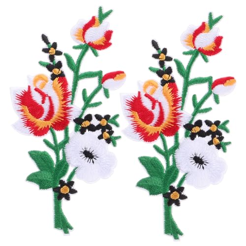 STOBOK 2 Stücke Gestickte Dekorative Aufnäher Patches Zum Aufnähen Aufnäher Für Kleidung Embleme Aufnäher Flicken Aufnähen Blumenflecken Blumenbaum-applikation Patch Aufnähen Stoff von STOBOK