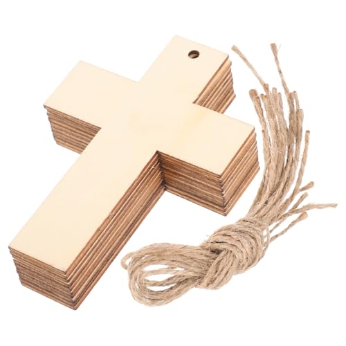 STOBOK 20 Stück Holzkreuz Holzausschnitte Zum Basteln Mini-kreuze Leere Holzausschnitte Holzhandwerk Selber Machen Holzschild Sonntags Schulkreuz Holzrahmen Zum Basteln Hölzern Beige von STOBOK