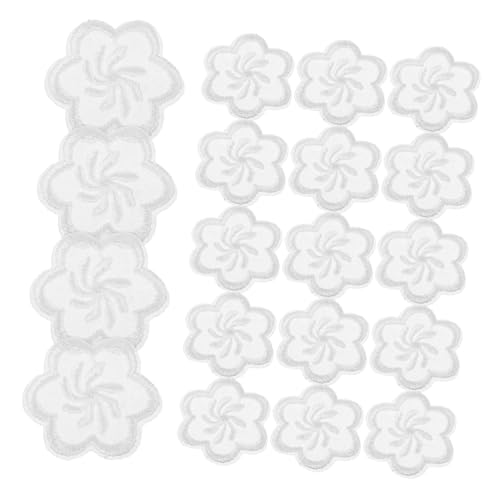 STOBOK 20 Stück Organza-Mullpflaster floral gestickter Aufnäher Patches nähen Mini Patches zum Dekorieren Kissen dekorieren aufnäher patches kleine Hutflecken abriebfeste Hutaufnäher Weiß von STOBOK