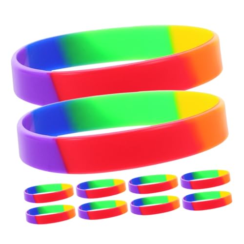 STOBOK 20 Stück Regenbogen Armbänder Handketten Armbänder Geburtstagsdekoration Für Mädchen Handgelenkband Silikon Armbänder Regenbogen Lgbt Hochzeitsgeschenke Gummi Armbänder von STOBOK