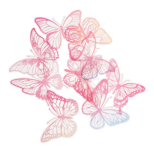 STOBOK 20 Stück Schmetterlingsaufkleber wohnaccessoires scrapbooking aufkleber Wandtattoos Schmetterlinge schmetterling wandaufkleber Schmetterling-Scrapbook-Aufkleber das Haustier Rosa von STOBOK