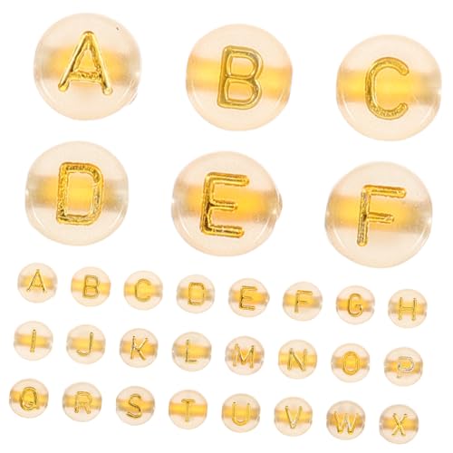 STOBOK 200St alphabet beads bastelzeug gold beads dekoration decoration Perlenset verschiedene Perlen Anhänger kleine Perlen Armbänder Wendel armband zubehör Buchstabenperlen Acryl Golden von STOBOK