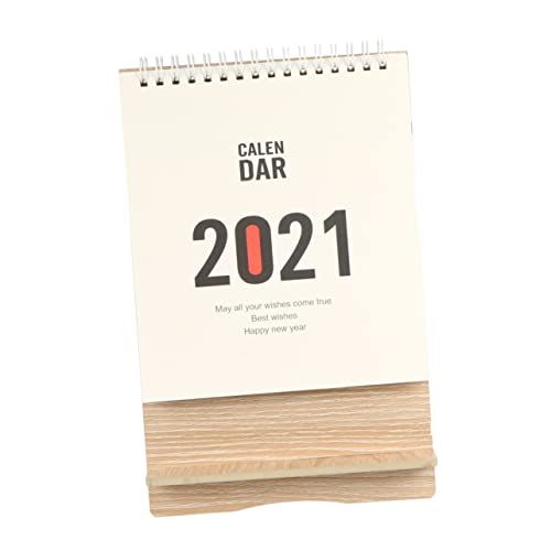 STOBOK 2021 Notizblock Für Das Zieljournal Heftklammern Schreibtisch Desktop-flip- Drahtbindestandplaner Agenda Zeitplan Standkalender Tischkalender Aus Papier Tageskalender Holz von STOBOK